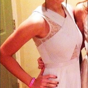 Worn twice; light blue chiffon gown